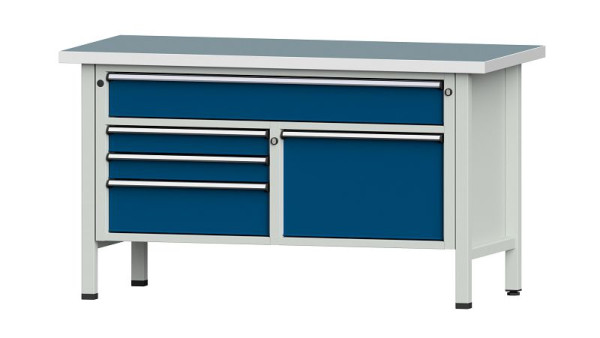 Établis ANKE Établi en caisson, modèle 256 V, 1500 x 700 x 840 mm, RAL 7035/5010, UBP 40 mm, 304.104
