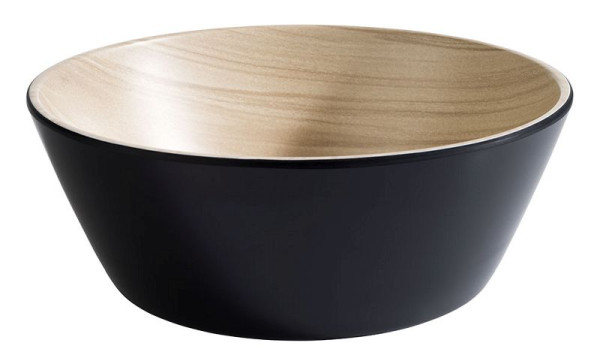 Bol APS -FRIDA-, Ø 20 cm, hauteur : 7,5 cm, mélamine, intérieur : aspect bois, extérieur : noir, 84610