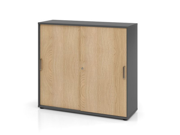 Hammerbacher armoire à portes coulissantes 3OH 120cm SG graphite/chêne, V1753S/G/E/SG