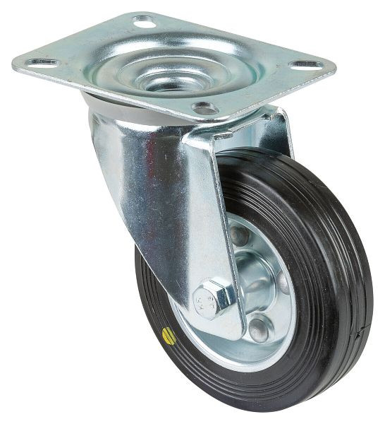 Rouleau de transport BS rollers, largeur 30 mm, Ø100 mm, jusqu'à 100 kg, bande de roulement en caoutchouc antistatique noir, roulement à rouleaux, plaque, lot de 2, L400.B58.100