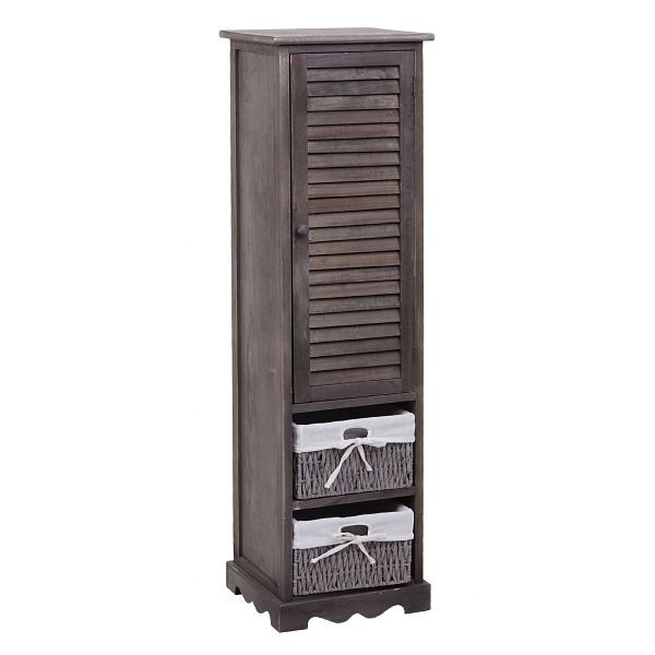 Commode de salle de bain Mendler HWC-H20, meuble de salle de bain meuble de salle de bain étagère de salle de bain, 120x27x29cm bois massif, shabby gris-brun, 94456