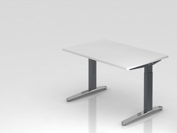 Bureau Hammerbacher pied C 120x80cm blanc/graphite (poli), forme rectangulaire, VXB12/W/GC