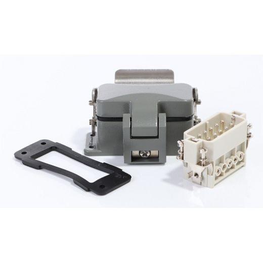 Prise industrielle ELMAG à 10 broches pour groupes électrogènes, type Molex avec couvercle à charnière incl. insert de prise mâle 10 broches, 9503819