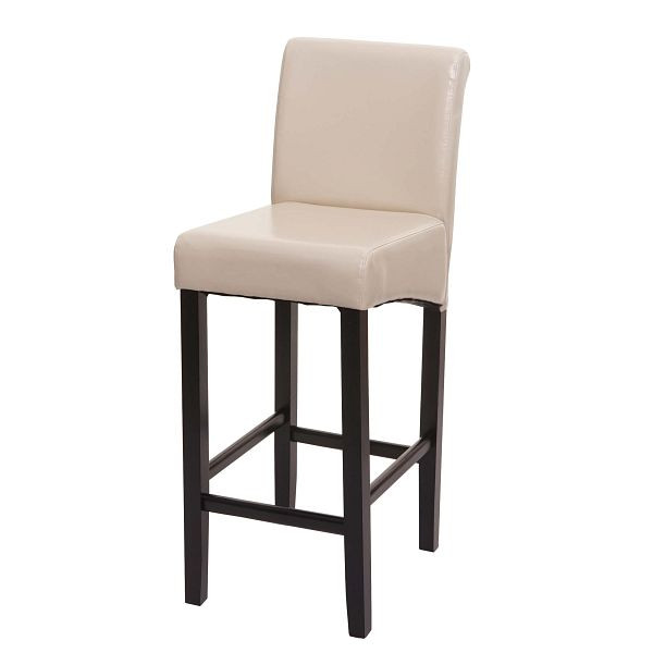 Tabouret de bar Mendler HWC-C33, tabouret de bar, bois, crème, pieds foncés, simili cuir, 74527