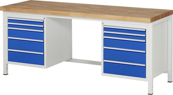Etabli RAU série 8000 - modèle 8184, L2000 x P700 x H840-1040 mm, base système L1995 x P650 x H800-1000 mm, 03-8184A1-207B4H.11