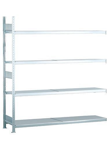 Rayonnage grande portée Schulte avec tablettes en acier, champ supplémentaire, 4 niveaux de rangement, largeur des compartiments 1500 mm, 1506 x 836 x 2500 mm, 278877