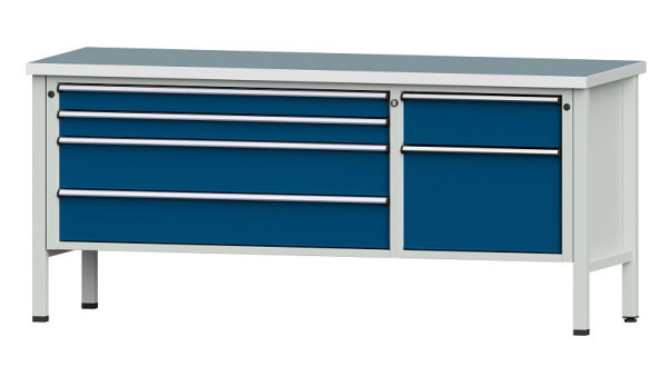 Établis ANKE Établi en caisson, modèle 286 V, 2000 x 700 x 890 mm, RAL 7035/5010, UBP 40 mm, 304.605
