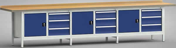 Etabli standard KLW - 4000 x 700 x 900 mm, gauche : 500 mm, droite : 150EA & 2x 175EA, WS550E-4000M40-E1660