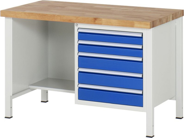 Etabli RAU série 8000 - modèle 8454, L1250 x P700 x H840-1040 mm, base système L1235 x P650 x H800-1000 mm, 03-8454A2-127B4H.11