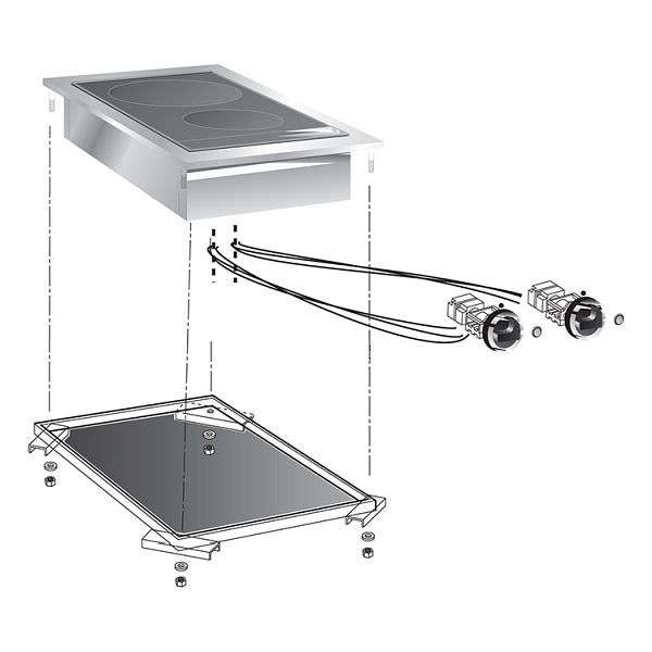 Plaque vitrocéramique électrique encastrable Gastro-Inox avec 2 zones de cuisson, 40cm, 160.509