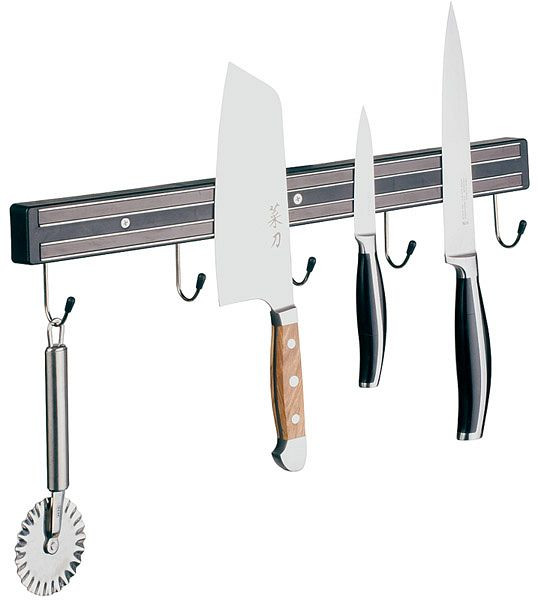 Porte-couteau magnétique APS, environ 45 cm de long, largeur 4 cm, PP, noir, 88911