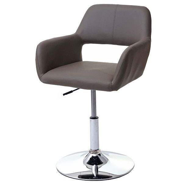 Chaise de salle à manger Mendler HWC-A50 III, chaise chaise de cuisine, années 50 rétro, simili cuir, gris taupe, piètement chromé, 63931