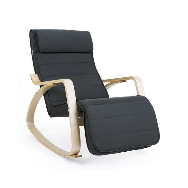 SONGMICS chaise à bascule en bois de bouleau gris foncé, LYY10G