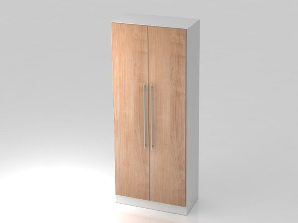 Armoire Hammerbacher 5OH avec poignée de garde-corps du panneau de base blanc/noyer, 80x42x200,4 cm (LxPxH), V7100/W/N/RE