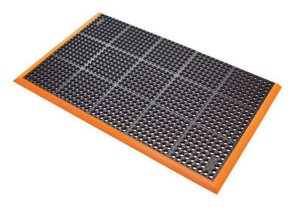 Notrax Safety Stance tapis de travail ergonomique anti-fatigue zones humides systèmes enfichables 549, noir/orange, 97 cm x 163 cm, 549S3864OB