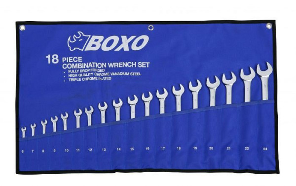 Jeu de clés mixtes Boxo 15º dans une pochette enroulable, 18 pièces, B-0018