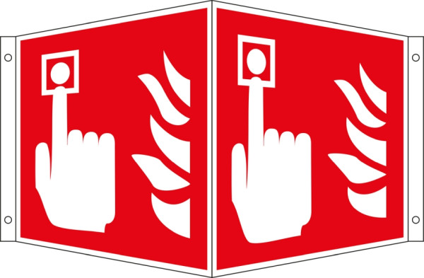 Panneau d'angle de protection incendie Eichner "Téléphone d'alarme incendie", L x H x P : 33,5 x 20,2 x 14 cm, aluminium, photoluminescent HI 150, 9225-13715-020