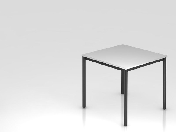 Table de réunion Hammerbacher base ronde 80x80 gris/noir, forme rectangulaire, VDR08/5/D
