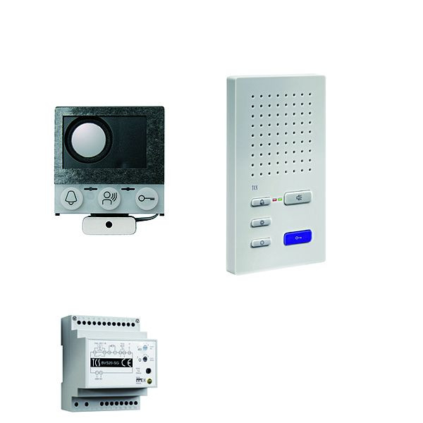 TCS audio:pack installation pour 1 unité résidentielle, avec haut-parleur intégré ASI12000 + 3x haut-parleur mains libres ISW3030 + centrale BVS20, PAIF010/004