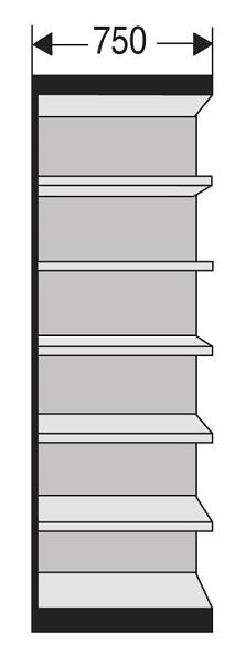Kerkmann étagère de bureau Progress 2000, L 750 x P 300 x H 2600 mm, argent/gris clair, 50282814