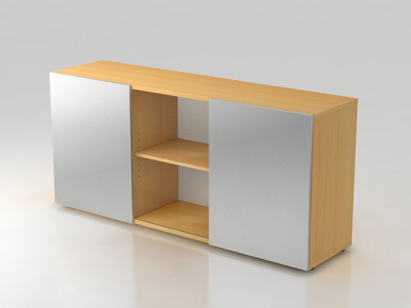 Buffet Hammerbacher 2OH avec portes coulissantes hêtre/argent, 160x42x74,8 cm (LxPxH), V1780/6/S