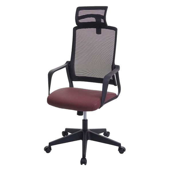 Chaise de bureau Mendler HWC-J52, chaise pivotante, appui-tête ergonomique, simili cuir, rouge bordeaux, 81067