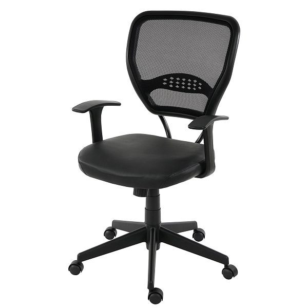 Chaise de bureau professionnelle Mendler Seattle, chaise pivotante exécutive, capacité de charge de 150 kg, similicuir, noire avec accoudoirs, 35813