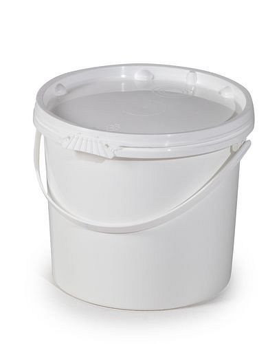 Seau DENIOS UN en polypropylène (PP), 11 litres, blanc avec couvercle, UE : 10 pièces, 251-248