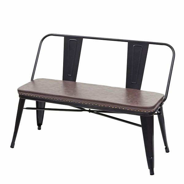 Banc 2 places Mendler HWC-H10, banc de vestiaire deux places, banc de salle à manger, design industriel, simili cuir vintage, brun noir, 72438