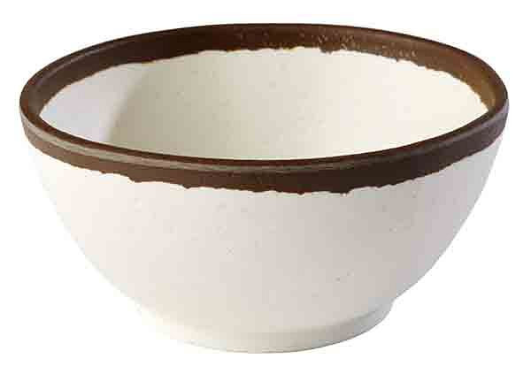 Bol APS -CROCKER-, Ø 12,5 cm, hauteur : 6 cm, 0,37 litre, mélamine, crème, avec bord marron, 84569