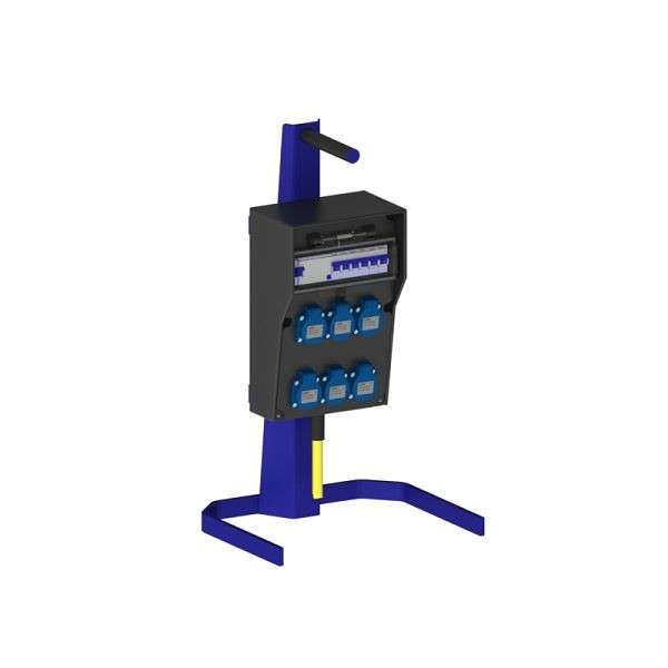 ELSPRO Vollgummi-Sicherheitsverteiler REMSCHEID/TRIER, Zuleitung: 3 m CEE 400 V 32 A, Ausgang: 6 Schuko, 6 B-Aut, 1753002