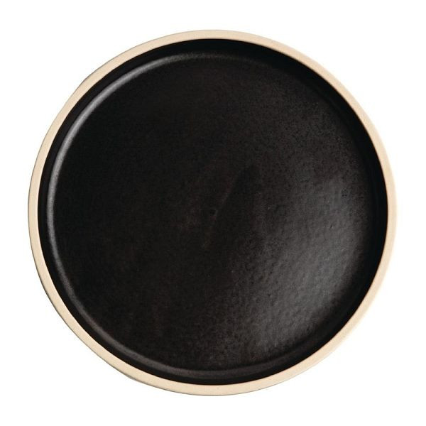 OLYMPIA assiette plate ronde en toile noire 18cm, UV: 6 pièces, FA314