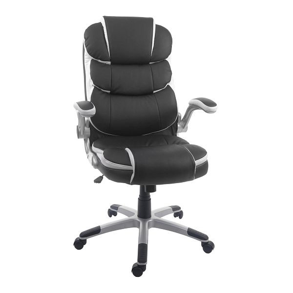Chaise de bureau Mendler HWC-F80, chaise de bureau, chaise de direction, chaise pivotante, simili cuir, noir, 70507