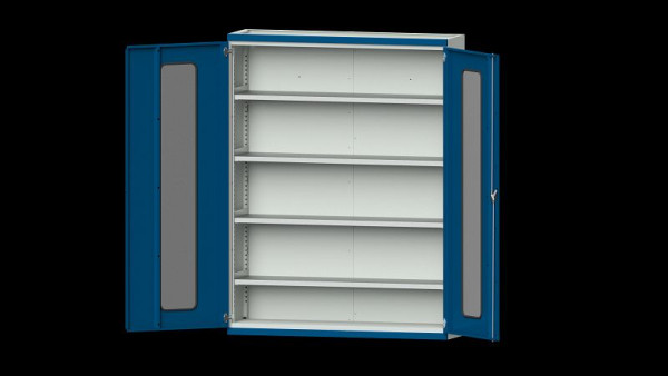 Etablis ANKE, armoire pour charges lourdes, modèle 301, 1485 x 400 x 1950 mm, zone de visualisation en plexiglas, RAL 7035/5010, 620.241