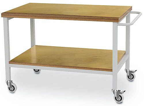 Table de travail mobile Bedrunka+Hirth, 1x étagère multiplex en hêtre, dimensions en mm (LxPxH) : 2000 x 750 x 859, 04.20.01