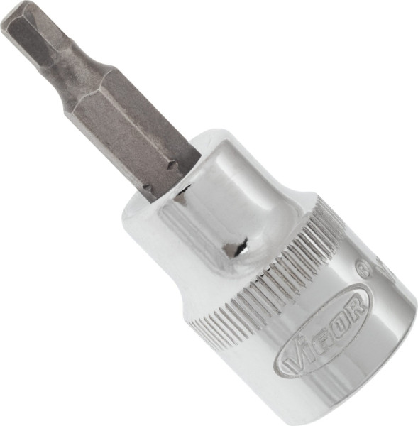 Embout de tournevis VIGOR, carré creux 10 mm (3/8 pouce), profil hexagonal intérieur, 4 mm, V2284N