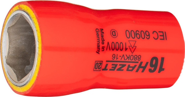 Douille hexagonale Hazet, carré creux 10 mm (3/8"), 16 mm, type court, 880KV-16