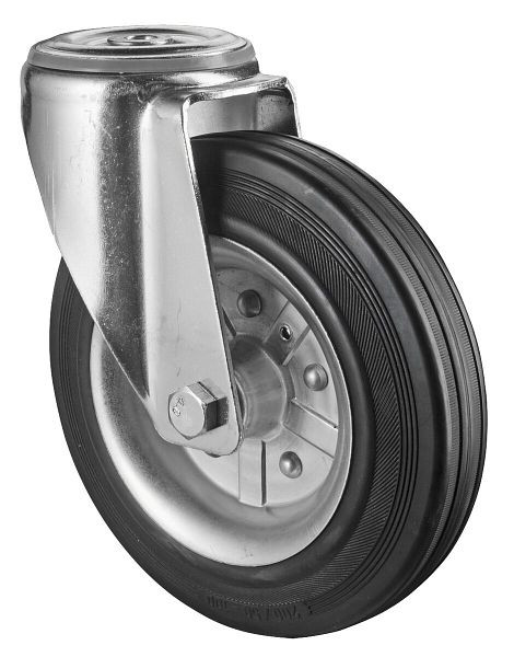 Rouleau de transport BS rollers, largeur 50 mm, Ø200 mm, jusqu'à 200 kg, bande de roulement en caoutchouc noir antistatique, corps de roue jante en acier, roulement à rouleaux, L101.B58.200