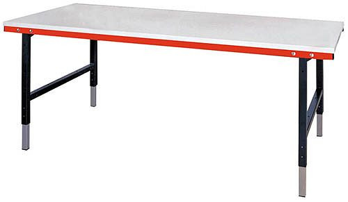 Table d'emballage et de travail Bedrunka+Hirth, plan de travail recouvert de résine mélamine, réglage électrique de la hauteur de 30 mm, 1600 x 800 mm, 03.PT163800