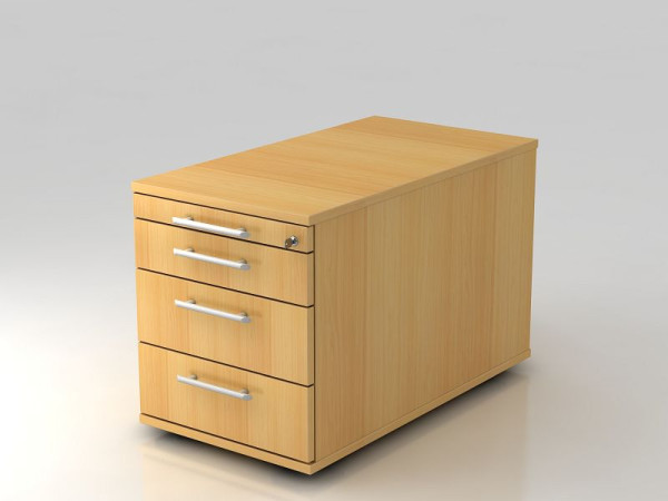 Conteneur roulant Hammerbacher 80cm, 3 tiroirs, poignée de garde-corps verrouillable en hêtre, 42,8x51,2x80 cm, 1/2/3/3 HE, VTC30/6/6/RE
