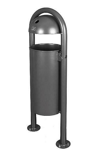 Poubelle sur pied Renner environ 40 L, avec toit hémisphérique avec cendrier, galvanisée à chaud et revêtement par poudre, gris anthracite, non perforé, 7029-20PB 7016
