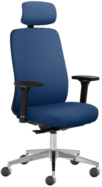 Chaise pivotante Mayer Sitzmöbel , accoudoirs 4D, base en aluminium, roulettes pour tapis, bleu, 2229_AV4D_KS_SYM++_POL_30612