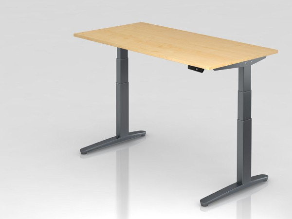 Bureau assis-debout électrique Hammerbacher 160x80cm érable/graphite, forme rectangulaire, VXBHM16/3/GG