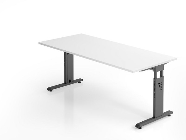 Bureau Hammerbacher OS19, 180 x 80 cm, plateau : blanc, épaisseur 25 mm, chant ABS 2 mm, forme rectangulaire, VOS19/W/G