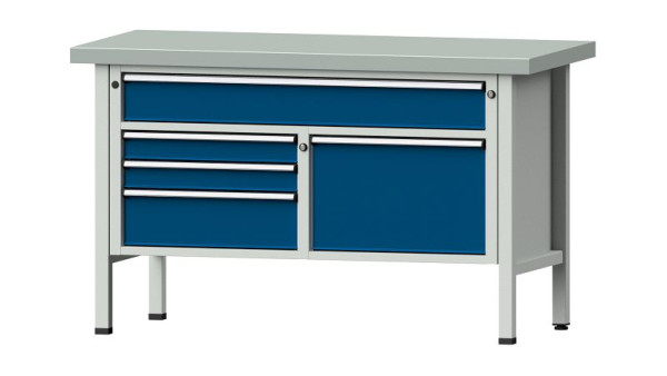 Établis ANKE Établi en caisson, modèle 256 V, 1500 x 700 x 900 mm, RAL 7035/5010, ZBP 50 mm, 304.111
