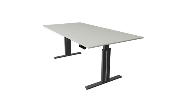 Table assis/debout Kerkmann L 2000 x P 1000 mm, réglable en hauteur électriquement de 720 à 1200 mm, fonction mémoire, 4 hauteurs, gris clair, 10324211