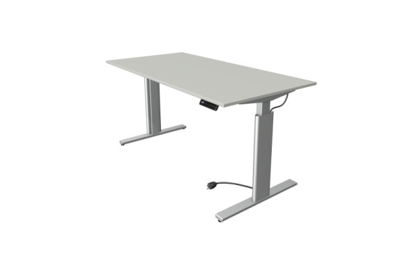 Kerkmann Move 3 table assis/debout argent, L 1600 x P 800 mm, réglable en hauteur électriquement de 720 à 1200 mm, gris clair, 10232611