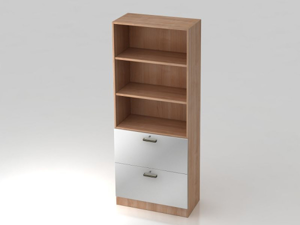 Armoire Hammerbacher 5OH, 2HR, panneau de plinthe poignée rayée noyer/argent, 80x42x200,4 cm (LxPxH), V7300/N/S/SG