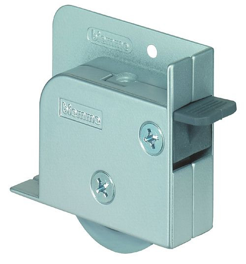 Porte à roulettes BS, roulette caisson, butée à gauche, avec frein, pneus gris thermoplastique, capacité de charge 40 kg, boîtier en zinc moulé sous pression, lot de 2, G92.22.1