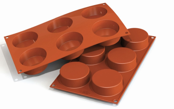 Moule à pâtisserie en silicone Schneider, cylindre hauteur 27 mm, 6 x 103,5 ml, Ø 70 mm, 115230